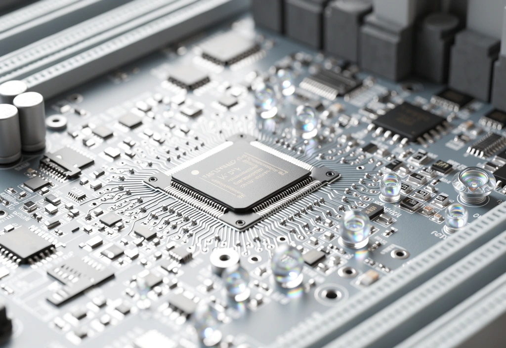 Circuit board detail showing bit-level components